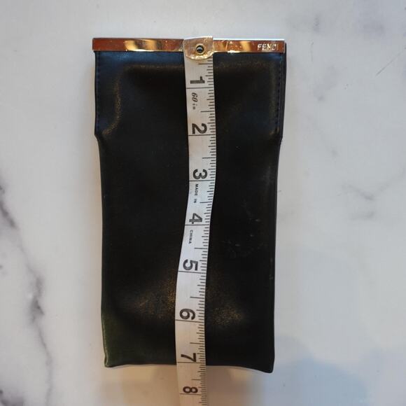 Fendi Black Leather Sunglass Eyeglass Case Pouch Gold Tone Metal Trim Holder - Picture 5 of 8